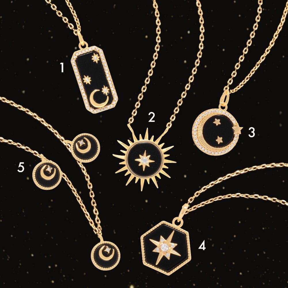 Black Shell Necklace - Charmed Aroma Dark Celestial Necklace Collection